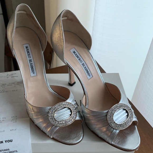 manolo blahnik sedaraby silver